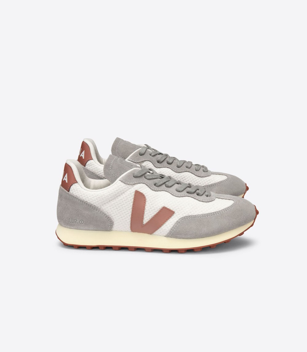 Veja Sneakers Womens - Rio Branco Hexamesh Gravel - Grey/White - 7893HSZQR